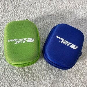 5/$35 WestJet Green and Blue Small Zippered Travel Cases x2